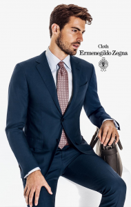 Modrý oblek firmy BIZARRE Tailor šitý na mieru z matierálu Cloth Ermenegildo Zegna
